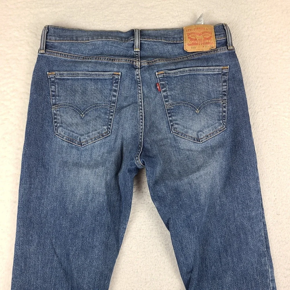 Levi's 559 Jeans Mens 36x30 Blue Relaxed Straight Leg Dark Wash Denim